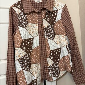 Gimmicks by BKE Plaid Shirt in Brown and Cream